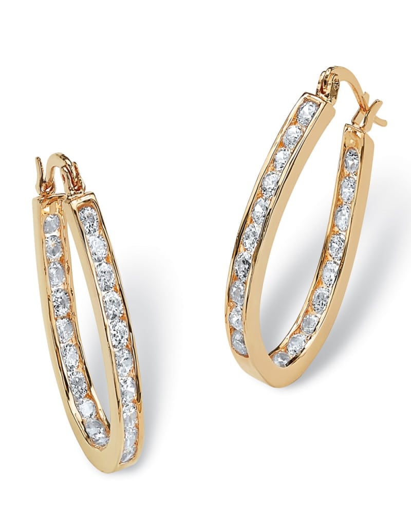 Cubic zirconia hoop earrings store inside out